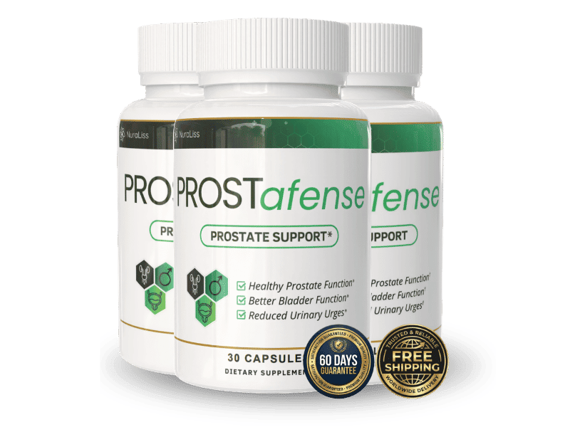 ProstAfense supplement bottles — 3 bottle package